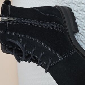 Men's 10 NWT Black Suede ANKLE Boots Zip&Tie  Section X bought At DILLARDS